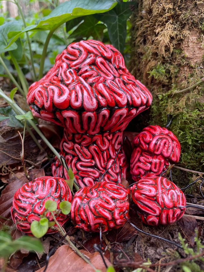 ‘Due Today: Eco-consciousness’, clay sculpture among ivy